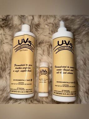3 Piece UV3 Leather Protection Package Deluxe Furniture Car Purse Spot Clean kit